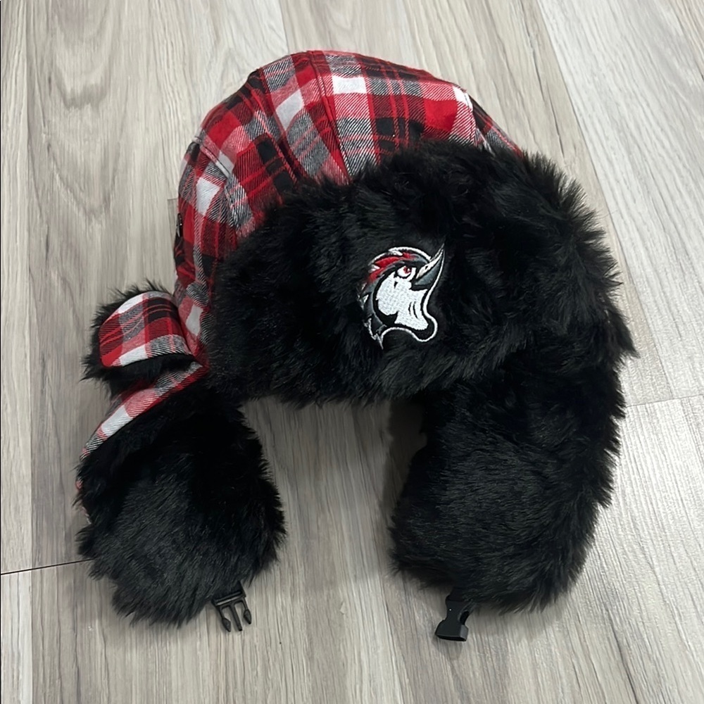 Flow Nissan Trapper Hat Winter Men Women Hat Faux Fur Ear Flap Red Plaid OSFM